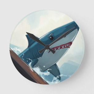 Horloge Ronde Requin près du bateau