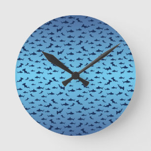 Horloge Ronde Requins de tête de marteau mutilles