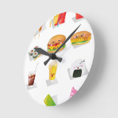 Horloge Ronde restauration rapide kawaii (Angle)