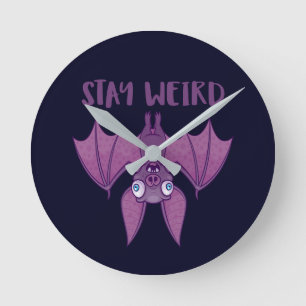 Horloge Ronde Restez bizarre chauve-souris caricaturale