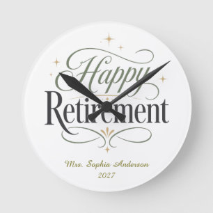 Horloge Ronde Retraite Heureuse Nom Personnalisé
