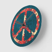 Horloge Ronde Rétro 60 s Hippy Peace Sign (Angle)
