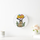Horloge Ronde Retro 70s Spring Bunny Graphic Design (Maison)