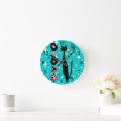 Horloge Ronde Retro Atomique Moyen Siècle Moderne MCM Cool Chat (Maison)