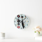 Horloge Ronde Retro Atomique Moyen Siècle Moderne MCM Cool Chat (Maison)