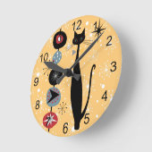 Horloge Ronde Retro Atomique Moyen Siècle Moderne MCM Cool Chat  (Angle)