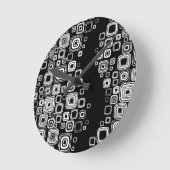 Horloge Ronde Rétro black and white squares (Angle)