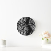Horloge Ronde Rétro black and white squares (Maison)
