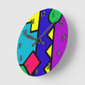 Horloge Ronde Rétro bloc de la couleur 80s (Angle)
