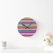 Horloge Ronde Retro Colors Textured Look Stripes (Maison)