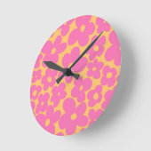Horloge Ronde Rétro Flowers #6 #floral #pattern #decor #art (Angle)