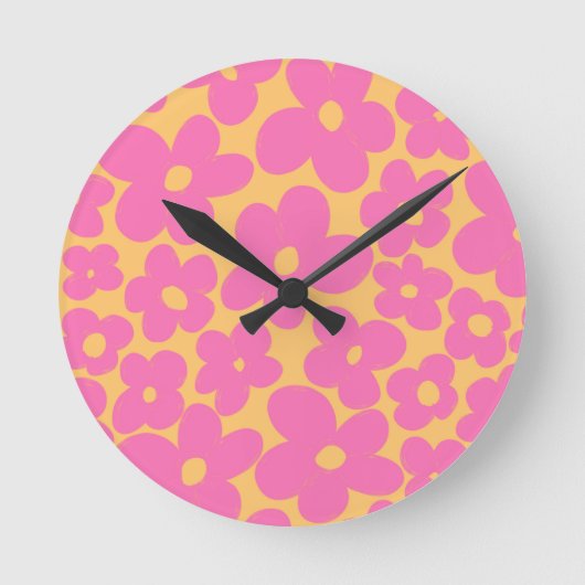 Horloge Ronde Rétro Flowers #6 #floral #pattern #decor #art (Recto)
