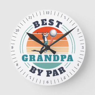 Horloge Ronde Retro Golf Grand-père Anniversaire Funny Golf Cust