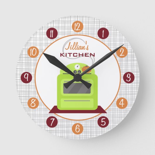 Horloge Ronde Retro Green Stove Personalized Kitchen Clock (Recto)
