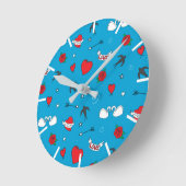 Horloge Ronde Retro Hearts and Flowers Romantique (Angle)