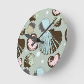Horloge Ronde Rétro motif de coquillage (Angle)