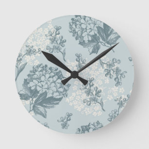 Horloge Ronde Rétro motif floral avec des fleurs de viburnum
