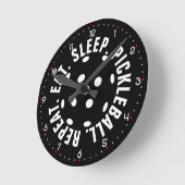 Horloge Ronde 😍 Retro Pickleballs / Black with numbers Round C (Angle)