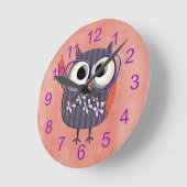 Horloge Ronde Retro Rustic Custom Owl (Angle)
