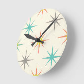 Horloge Ronde Retro Starburst Mid-Century Pattern (Angle)