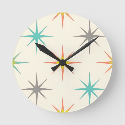 Horloge Ronde Retro Starburst Mid-Century Pattern (Recto)