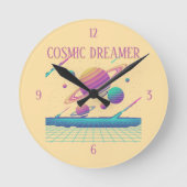 Horloge Ronde Retro Vaporwave Planets Synthwave (Recto)