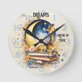 Horloge Ronde Rêve de girafe à l'aquarelle mignon (Recto)