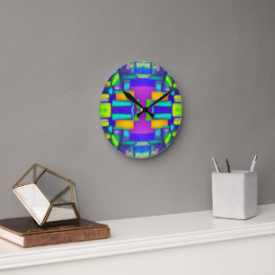 Horloge Ronde Rêves de vibrations électriques Art abstrait vinta