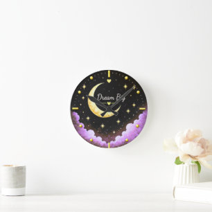 Horloge Ronde Rêvez Grand Lunette Vintage et Étoiles Murale