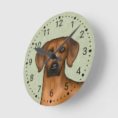 Horloge Ronde Rhodesian Ridgeback Brown Africain Lion Chien Head (Angle)