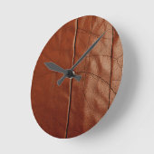 Horloge Ronde Rich Brown Leather Texture Pattern (Angle)