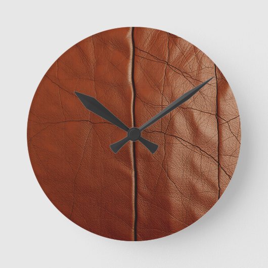 Horloge Ronde Rich Brown Leather Texture Pattern (Recto)
