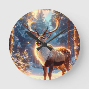 Horloge Ronde Rindeer du Père Noël