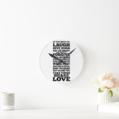 Horloge Ronde Rire, Amour, Noir et Blanc (Maison)