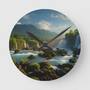 Horloge Ronde Rivière de montagne dans la forêt