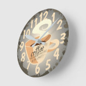 Horloge Ronde Roasted Coffee (grey) with faux rust frame (Angle)