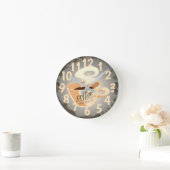 Horloge Ronde Roasted Coffee (grey) with faux rust frame (Maison)