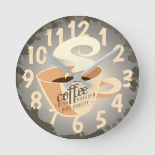 Horloge Ronde Roasted Coffee (grey) with faux rust frame