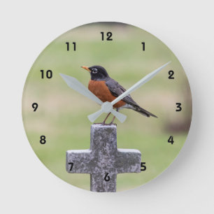 Horloge Ronde Robin sur croix