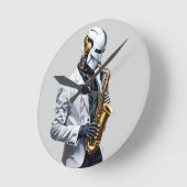Horloge Ronde robot saxophoniste (Angle)