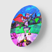 Horloge Ronde Robot Superhero de style comique de l'espace extra (Angle)