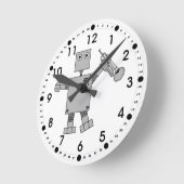 Horloge Ronde Robot Trompette (Angle)