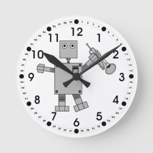 Horloge Ronde Robot Trompette