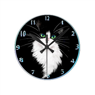 Horloge Ronde Roche de chats de Tux-Smoking