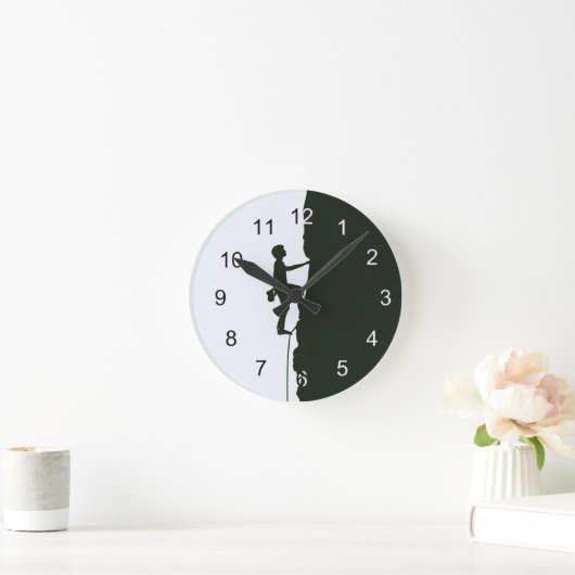 Horloge Ronde Rock, Mountain Climbing Climber Silhouette (Maison)