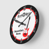 Horloge Ronde Rock star Red Guitar (Angle)
