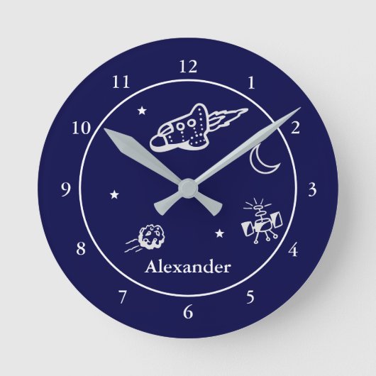 Horloge Ronde Rocket dans Space Dark Blue et White Nom (Recto)