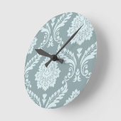 Horloge Ronde Rococo Damask Art I Duck Egg Blue+Teal (Angle)