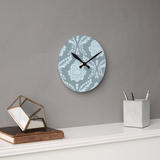 Horloge Ronde Rococo Damask Art I Duck Egg Blue+Teal (Bureau)