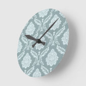 Horloge Ronde Rococo Damask Pattern Duck Egg Blue+Teal (Angle)